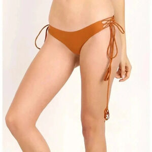 Kaohs Gypsy Bikini Bottom Small Tassel Bronze Seamless Skimpy Lace Up USA Womens